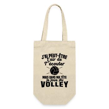 Dans matête je joue au Volley Humour Cadeau Volley - Sac à bouteille - nature - Devant