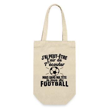 Dans matête je joue au football Cadeau Humour Foot - Sac à bouteille - nature - Devant