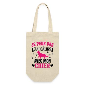 je peux pas j'ai câlins avec mon chien humour - Sac à bouteille - nature - Devant