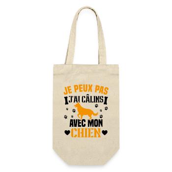 je peux pas j'ai câlins avec mon chien humour - Sac à bouteille - nature - Devant