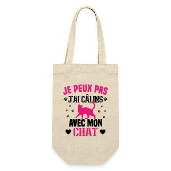 je peux pas j'ai câlins avec mon chat Cadeau - Sac à bouteille - nature - Devant
