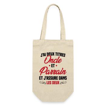 Oncle et Parrain Humour Cadeau - Sac à bouteille - nature - Devant