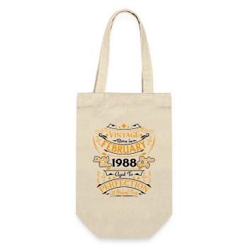Jahrgang geboren im Februar 1988 Geburtstagsgeschenk - Geschenkbeutel für Flaschen - Natur - Vorne