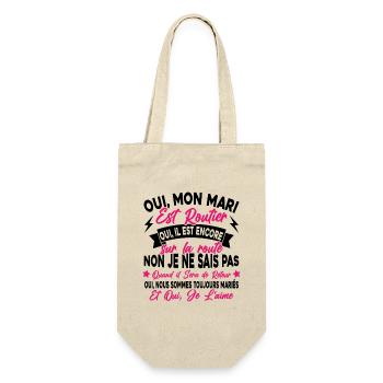 Oui, Mon Mari Est Routier Femme Humour Camionneur - Sac à bouteille - nature - Devant