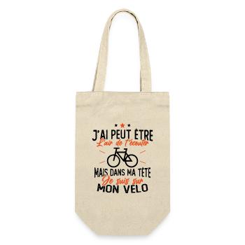 Dans Ma Tête Je suis sur Mon Vélo Humour Cyclisme - Sac à bouteille - nature - Devant