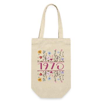 1970 Legendär Seit 1970 Geburtstag 1970 Frauen - Geschenkbeutel für Flaschen - Natur - Vorne