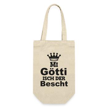 Mi Götti isch der bescht Patenonkel Schweiz - Geschenkbeutel für Flaschen - Natur - Vorne