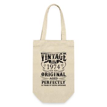 Vintage Made In 1974 50 Years Of Being Awesome - Geschenkbeutel für Flaschen - Natur - Vorne