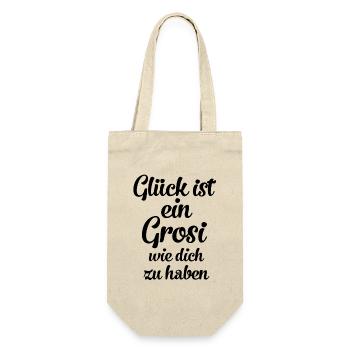 Glück ist es ein Grosi wie dich zu haben Oma - Geschenkbeutel für Flaschen - Natur - Vorne