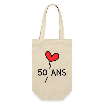 50. 50 JAHRE. 50-JÄHRIGES JUBILÄUM. 50-JÄHRIGES JUBILÄUM. - Geschenkbeutel für Flaschen - Natur - Vorne