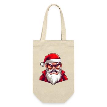 Lustiger wütender Weihnachtsmann - Geschenkbeutel für Flaschen - Natur - Vorne