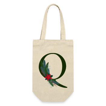 Q – dekoratives Schriftzeichen – Weihnachten - Geschenkbeutel für Flaschen - Natur - Vorne