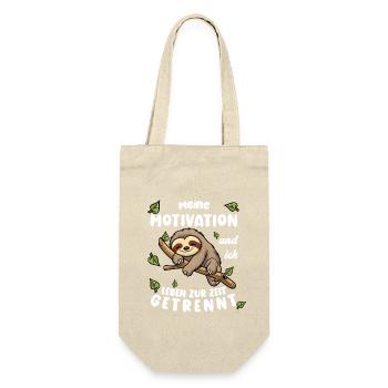 Faultier Lustiger Spruch: Meine Motivation und ich - Geschenkbeutel für Flaschen - Natur - Vorne