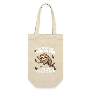 Faultier Lustiger Spruch Ich spüre das Tier in mir - Geschenkbeutel für Flaschen - Natur - Vorne