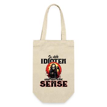 Lustig - So viele Idioten und nur eine Sense - Geschenkbeutel für Flaschen - Natur - Vorne