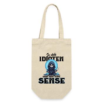 Lustig - So viele Idioten und nur eine Sense - Geschenkbeutel für Flaschen - Natur - Vorne