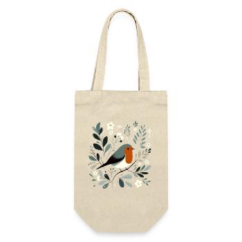 Robin with flowers - Gift Bag for Bottles - nature - Front