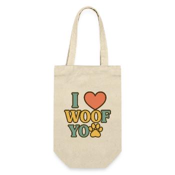 J’adore le design de cœur de patte WOOF - Sac à bouteille - nature - Devant
