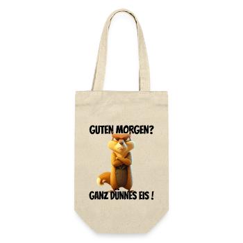Guten Morgen? Ganz dünnes Eis! Lustiges Hörnchen - Geschenkbeutel für Flaschen - Natur - Vorne