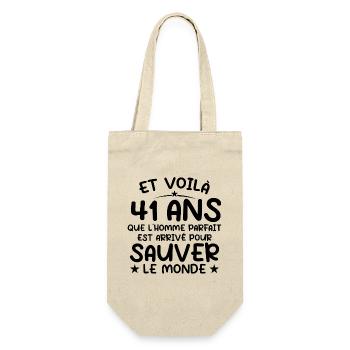 41 Jahre altes Geburtstagsgeschenk 41 Jahre alte Männer - Geschenkbeutel für Flaschen - Natur - Vorne
