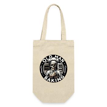 Old Man Baking Skull mit Bäckermütze mit Brot - Geschenkbeutel für Flaschen - Natur - Vorne