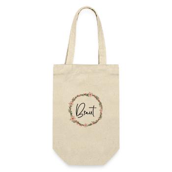 Braut Kranz 2 - Geschenkbeutel für Flaschen - Natur - Vorne