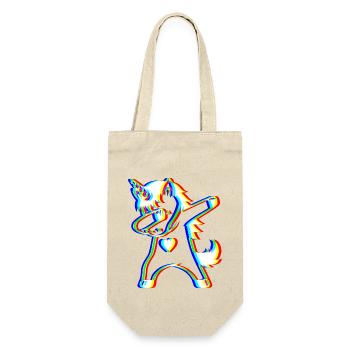 Glitch Dab Einhorn – Trendy Fantasy - Geschenkbeutel für Flaschen - Natur - Vorne
