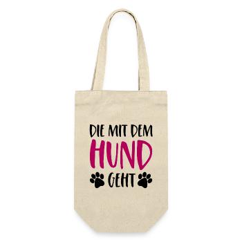Die mit dem Hund geht - Geschenkbeutel für Flaschen - Natur - Vorne
