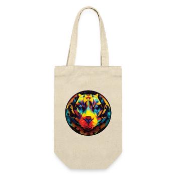 Tiger Polygon große Katze - Geschenkbeutel für Flaschen - Natur - Vorne