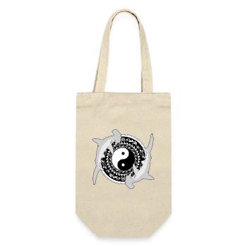 Yin Yang Hammerhaie - Geschenkbeutel für Flaschen - Natur - Vorne