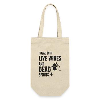 Electrician Halloween Humor Live Wires Dead Ghost - Gift Bag for Bottles - nature - Front
