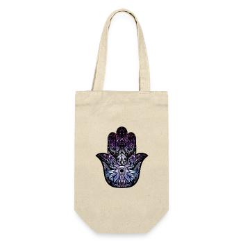 Kosmischer Hamsa - Geschenkbeutel für Flaschen - Natur - Vorne