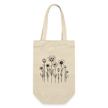 Garden Flowers, Line Art, Minimalism, Summer, Fun - Gift Bag for Bottles - nature - Front