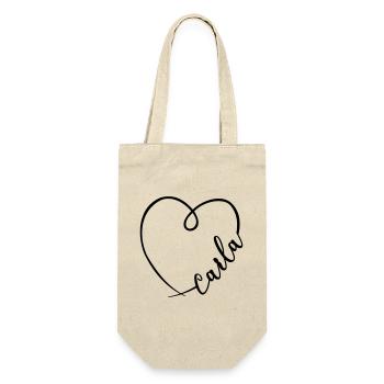 Carla Name Calligraphy Heart - Gift Bag for Bottles - nature - Front