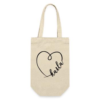 Karla Name Kalligrafie Herz - Geschenkbeutel für Flaschen - Natur - Vorne