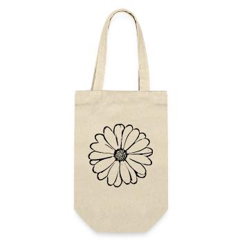 Blume schwarz Blumen shwarz Blüte 70er Jahre Retro - Geschenkbeutel für Flaschen - Natur - Vorne