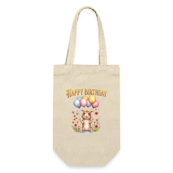 Happy birthday featuring a cute mouse and balloons - Gift Bag for Bottles - nature - Front