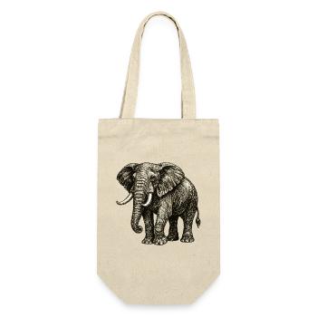 Vintage Elefant Illustration – Kraft & Natur - Geschenkbeutel für Flaschen - Natur - Vorne