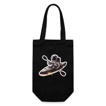 Astronaut Kajak Boot Kajakfahren Paddeln Geschenkidee - Geschenkbeutel für Flaschen - Schwarz - Vorne