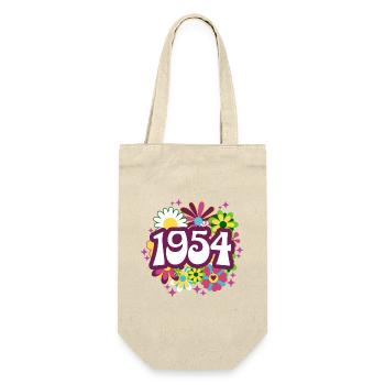 Retro Groovy Year 1954 Woman 70 Year Anniversary - Gift Bag for Bottles - nature - Front