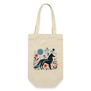 Floraler Wolf - Geschenkbeutel für Flaschen - Natur - Vorne