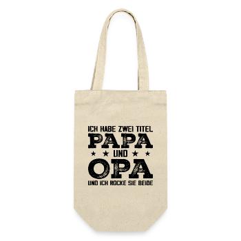 Ich Habe Zwei Titel Papa Und Opa - Geschenkbeutel für Flaschen - Natur - Vorne