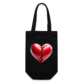 Cœur brisé - Saint-Valentin - Sac à bouteille - noir - Devant