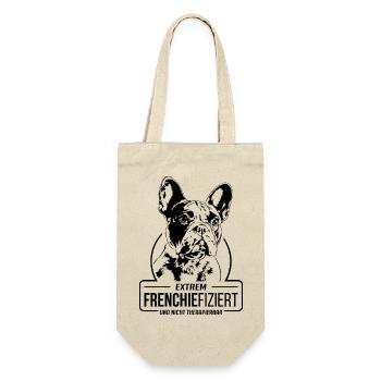 FRENCHIEFIZIERT Französische Bulldogge Wilsigns - Geschenkbeutel für Flaschen - Natur - Vorne