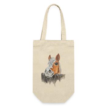 Pferd "Knopf" - Geschenkbeutel für Flaschen - Natur - Vorne