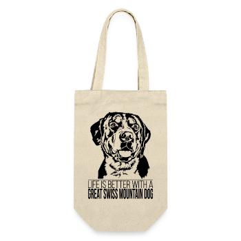 Great Swiss Mountain Dog life is better Wilsigns - Geschenkbeutel für Flaschen - Natur - Vorne