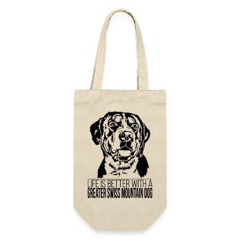 Greater Swiss Mountain Dog life is better Wilsigns - Geschenkbeutel für Flaschen - Natur - Vorne