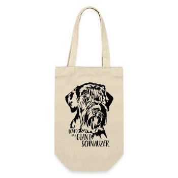 Loved by a Giant Schnauzer Hundespruch Wilsigns - Geschenkbeutel für Flaschen - Natur - Vorne