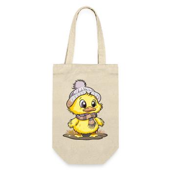 Canard mignon avec écharpe et chapeau à pompon. - Sac à bouteille - nature - Devant