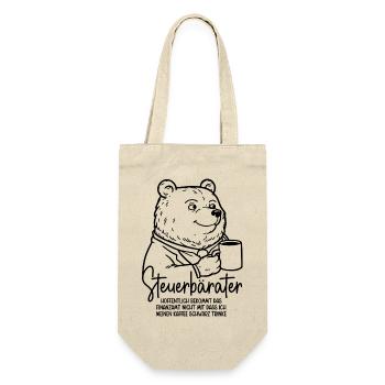 Steuerberater Bär Kaffeetasse Kaffee Steuerbärater - Geschenkbeutel für Flaschen - Natur - Vorne